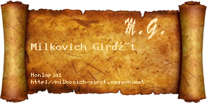 Milkovich Girót névjegykártya